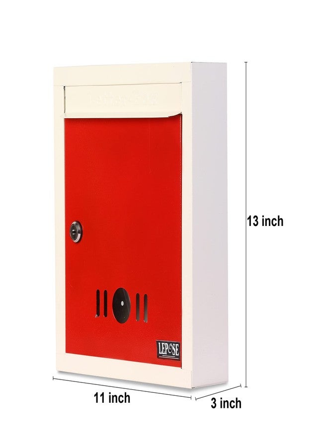 Lepose Letter Box for Home, Wall Mount Stand, Metal Wall Mount Shelf, Letter Box, Mail Box, Outdoor Mailboxes, Home Decor Items, Home Decor Items for Wall with Key Lock, (Red) - Image 4